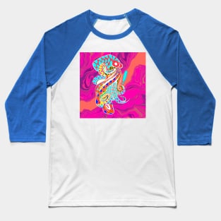 octopus in magical glitch in ecopop pattern mandala Baseball T-Shirt